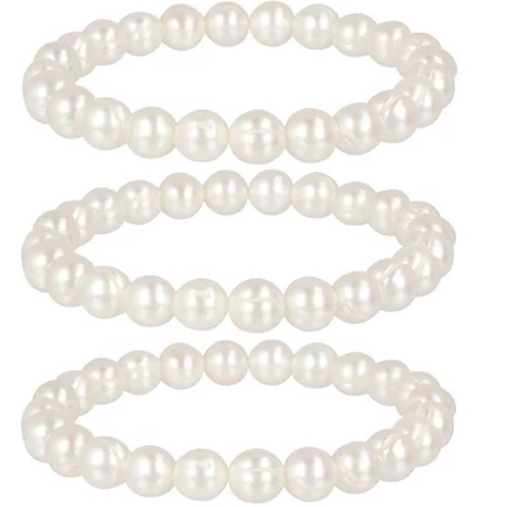 Honora Set of 3 Cultured Pearl Stretch Bracelets